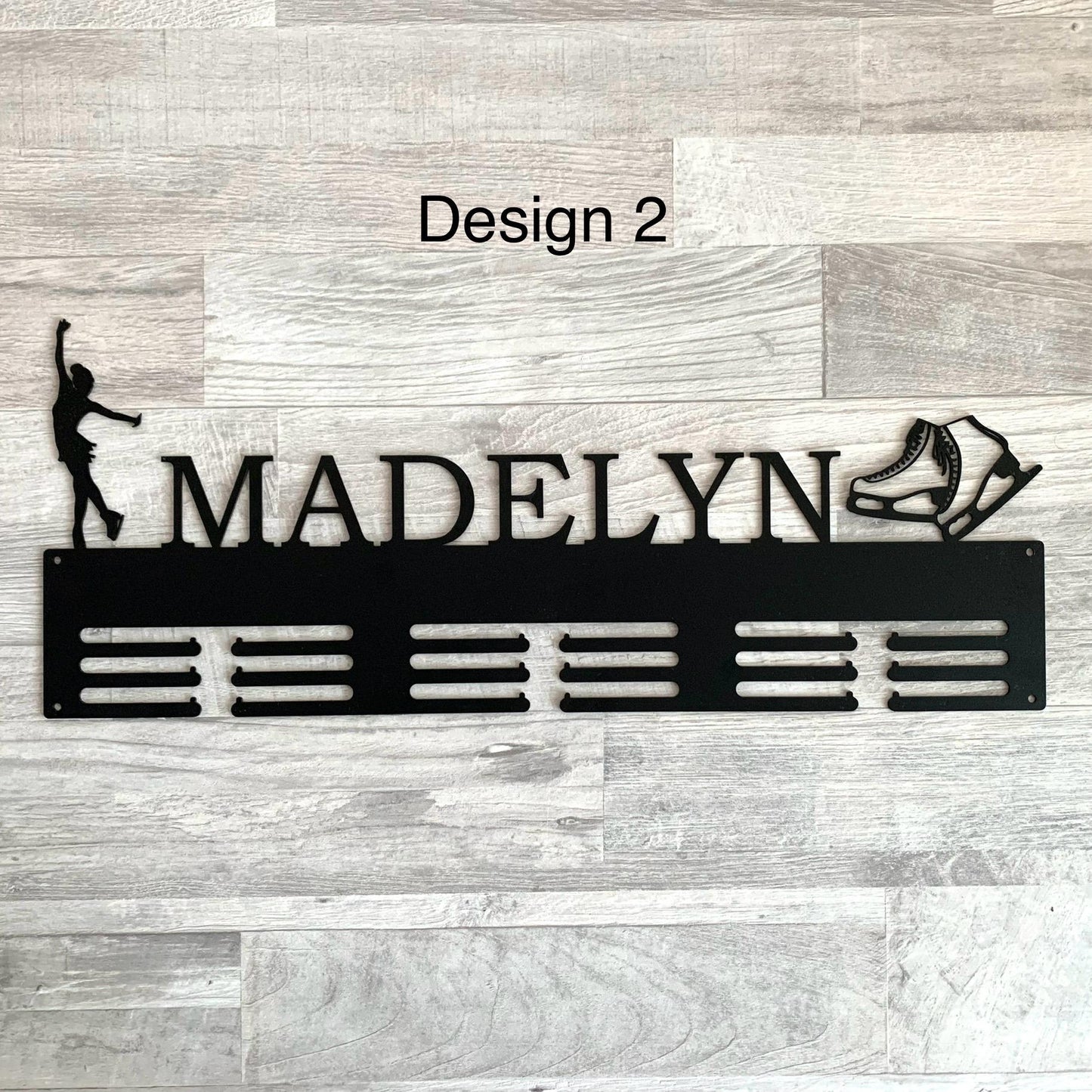 Personalized Figure Skating Medal Holder - Custom Name Ice Skater Award Hanger - Metal Wall Decor