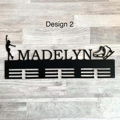 Personalized Figure Skating Medal Holder - Custom Name Ice Skater Award Hanger - Metal Wall Decor