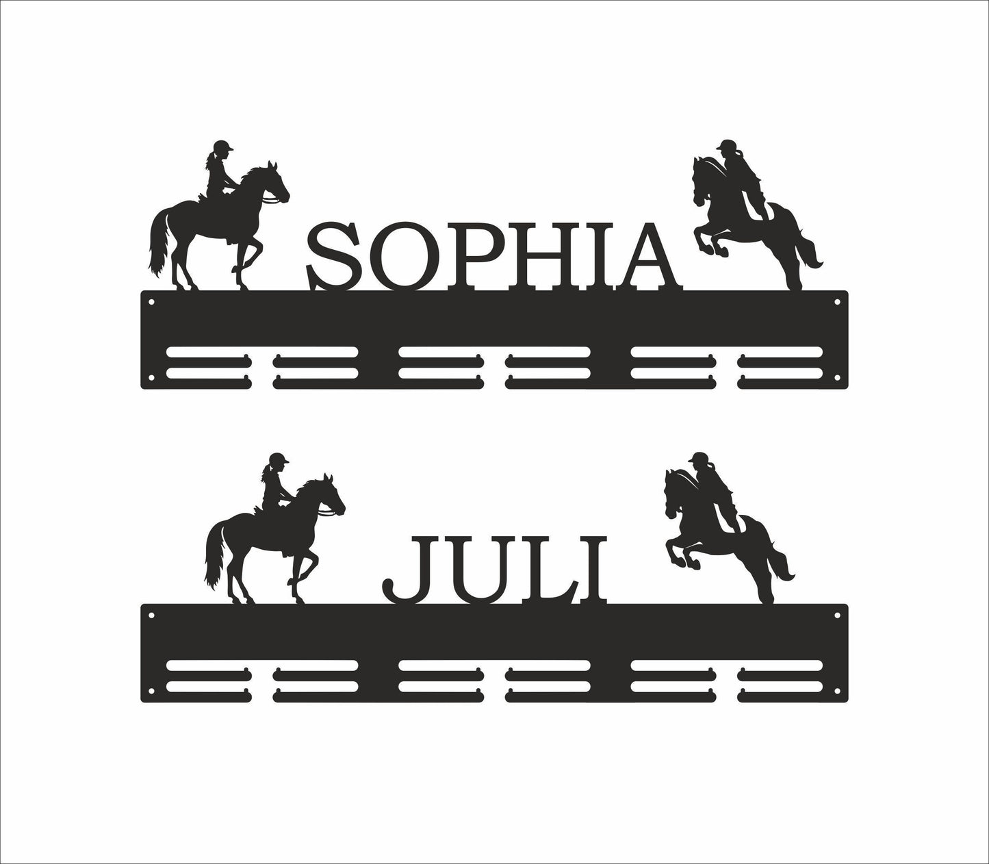 Personalized Horse Medal Holder, Custom Name Metal Hanger, Showjumping Awards Organizer