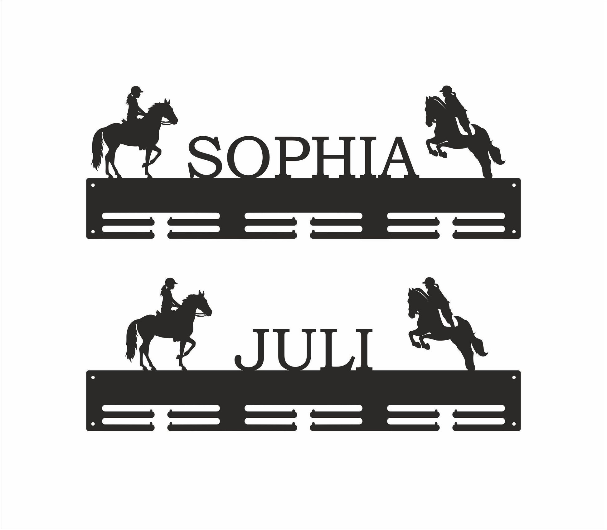 Personalized Horse Medal Holder, Custom Name Metal Hanger, Showjumping Awards Organizer