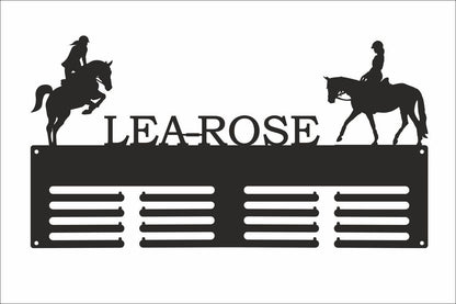 Personalized Horse Medal Holder, Custom Name Metal Hanger, Showjumping Awards Organizer