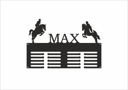 Personalized Horse Medal Holder, Custom Name Metal Hanger, Showjumping Awards Organizer