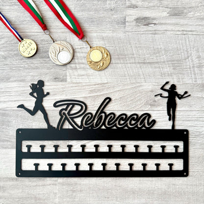 Personalized Running Medal Holder, Custom Medal Display Rack with Male or Female Figure