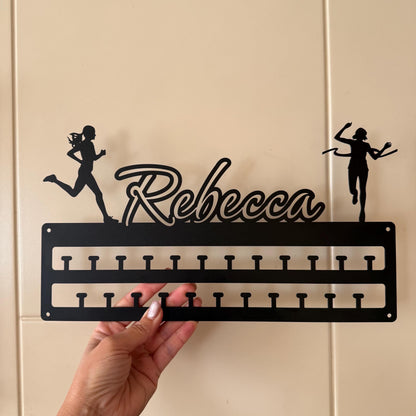 Personalized Running Medal Holder, Custom Medal Display Rack with Male or Female Figure