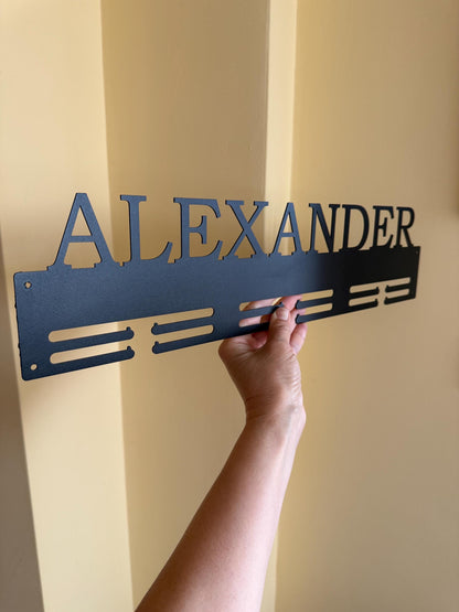 Personalized Medal Holder, Custom Name Medal Display Rack, Metal Wall Hanger